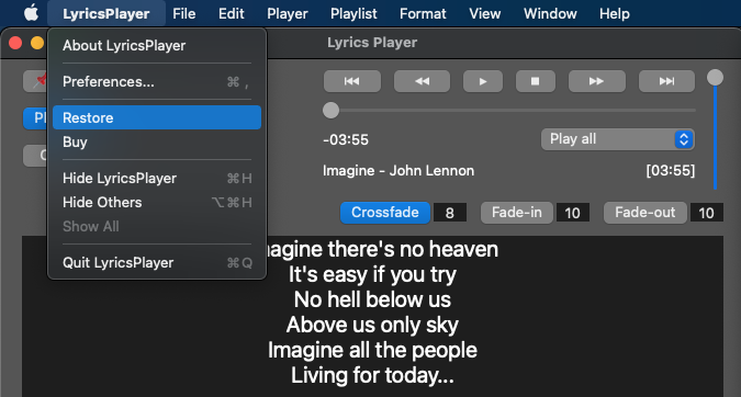 Buy or Restore - Lyrics Player Buy or Restore - Lyrics Player